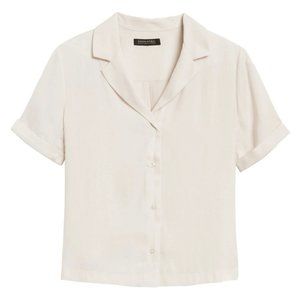 Banana Republic Camp-Collar Blouse Transition Cream Medium NWT